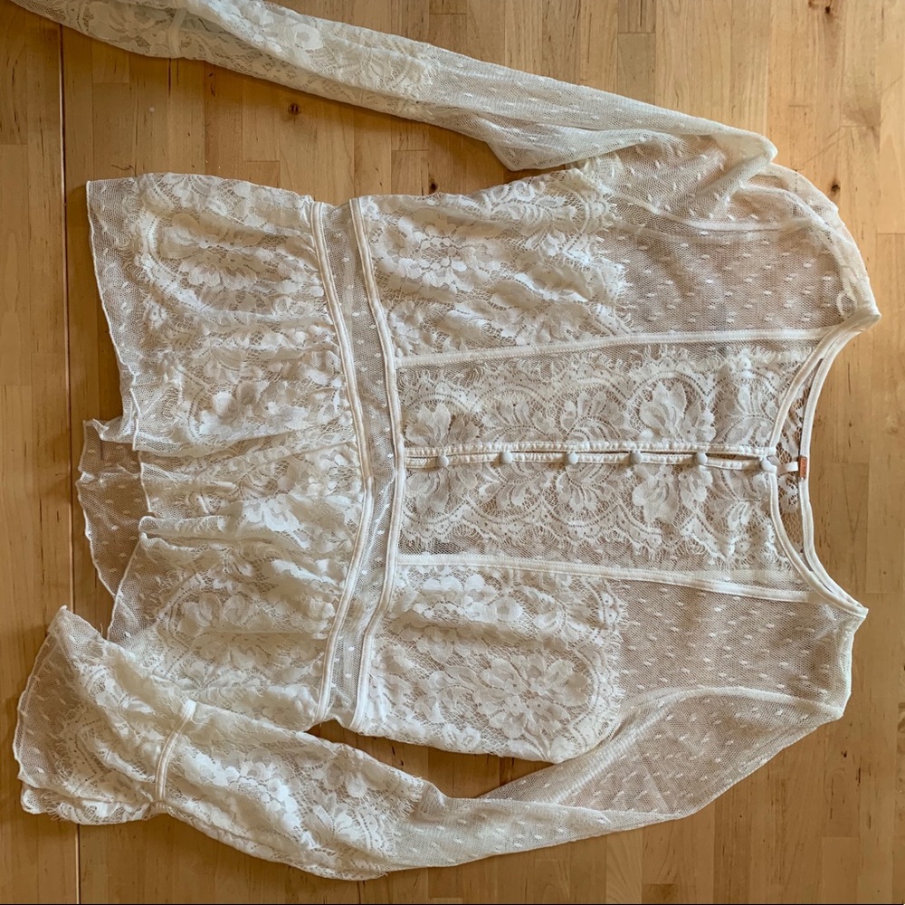 Free People cream lace blouse